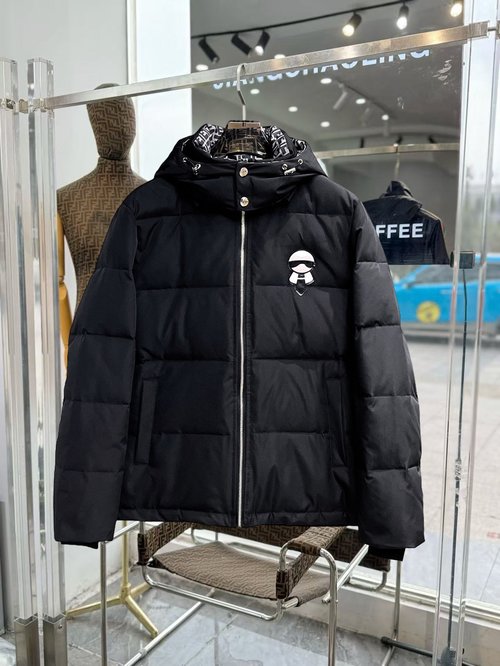 Fendi 90% Down Filled Jacket with Classic Logo and Color Block