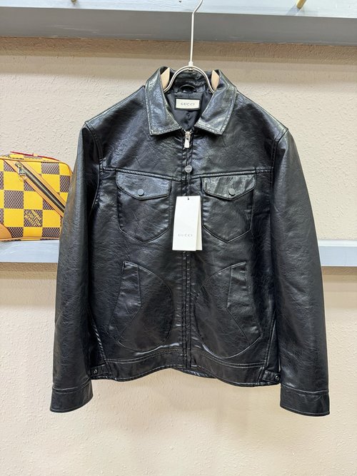 Gucci Wrinkle-Resistant Silk Protein Faux Leather Outerwear