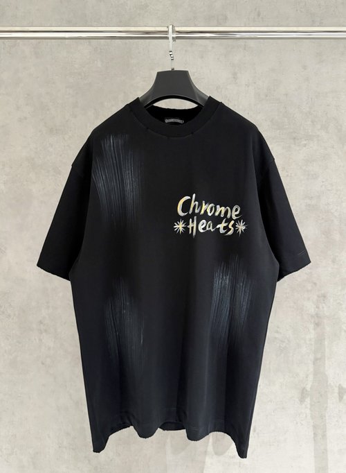 Chrome Hearts Hand-Painted T-Shirt with Abrasion