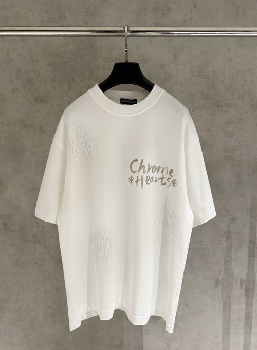 Chrome Hearts Hand-Painted T-Shirt with Abrasion