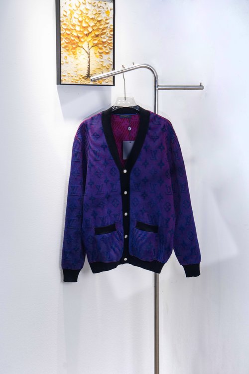 Louis Vuitton Heavy-Duty Gradient Jacquard Knit Cardigan