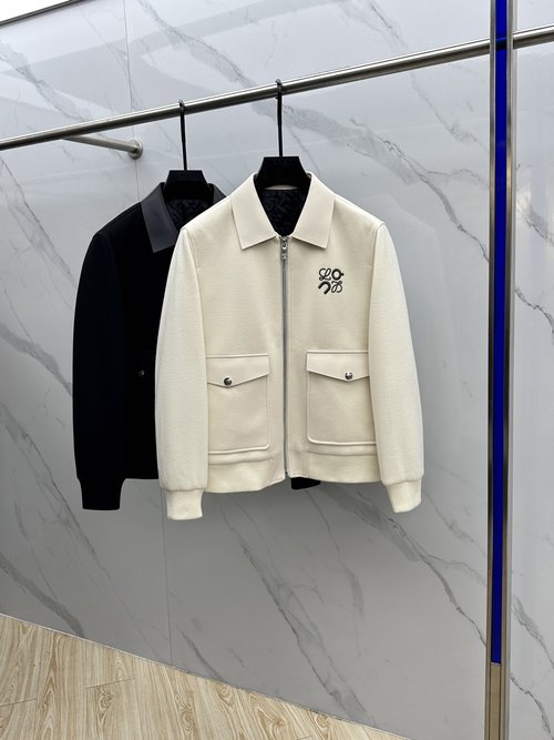 Loewe Stylish Lapel Casual Jacket with Embroidered Logo