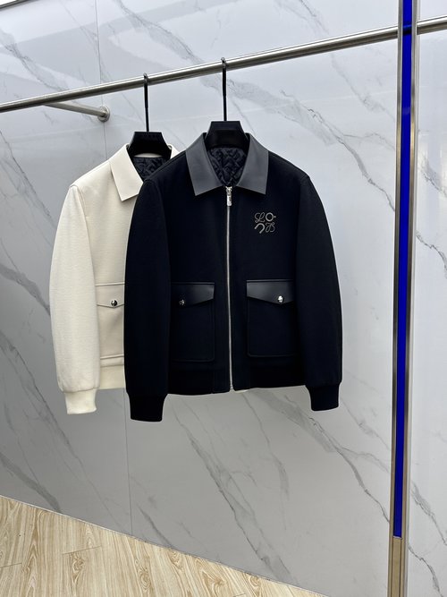 Loewe Stylish Lapel Casual Jacket with Embroidered Logo