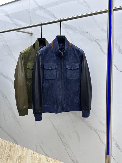 Zegna Luxury Sheepskin Leather Jacket with Elegant Design