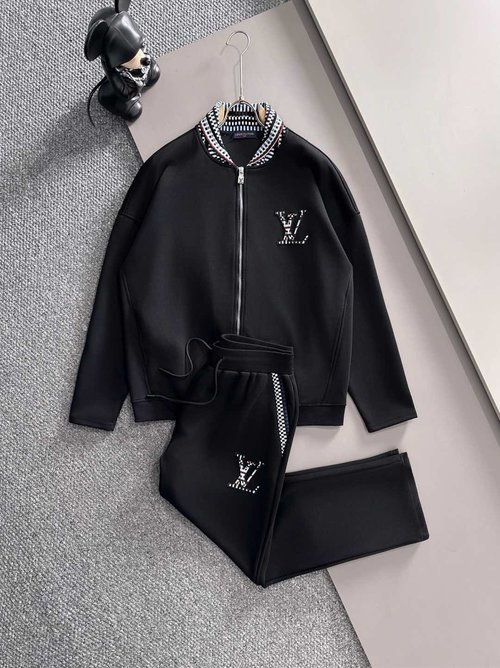 Louis Vuitton Premium Spliced Suit with Webbing and Embroidery