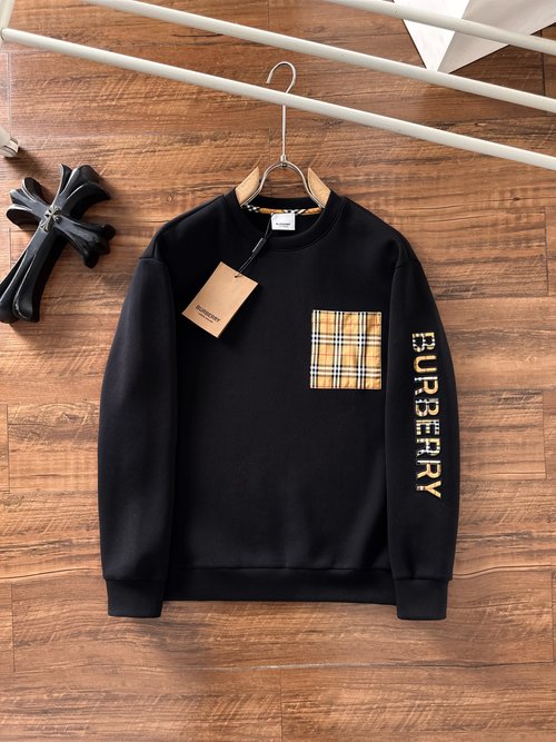 Burberry Space Cotton Long Sleeve Pullover, Classic Logo Design