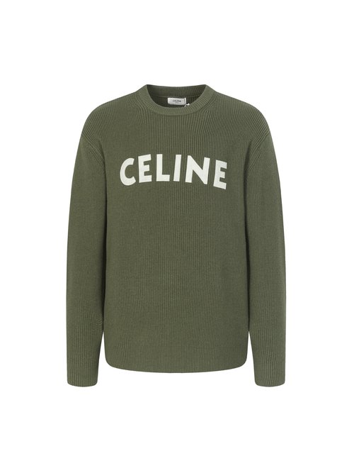 Celine Imported Wool Knit Sweater with Large Letter Embroidery