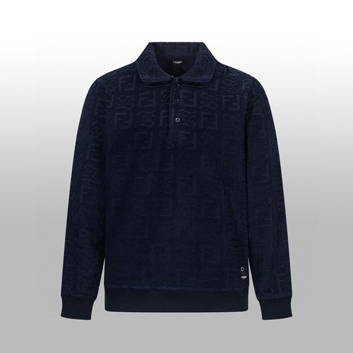 Fendi New Jacquard Polo Shirt with Classic Logo