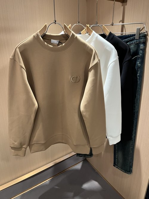 Dior Cotton Long Sleeve Sweatshirt with Letter Logo Embroidery