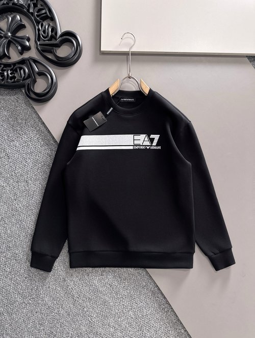 Armani Unisex Air-Layered Round-Neck Sweatshirt with Logo