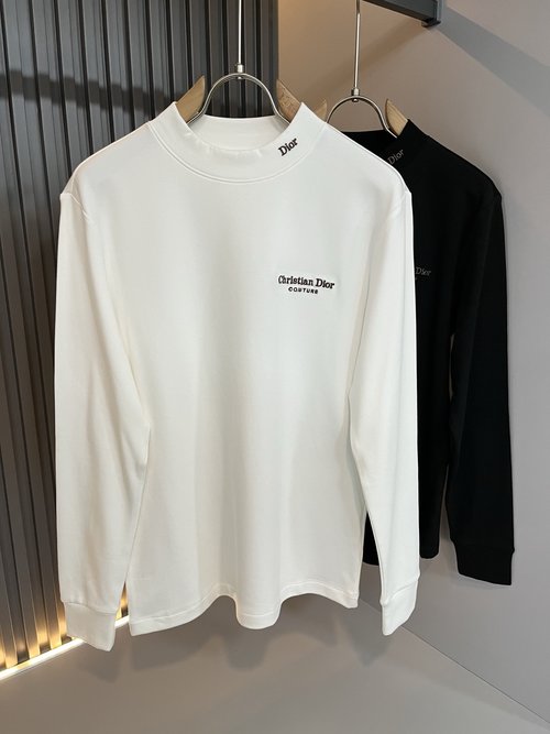 Dior Classic All-Cotton Logo-Embroidered Long-Sleeve Top