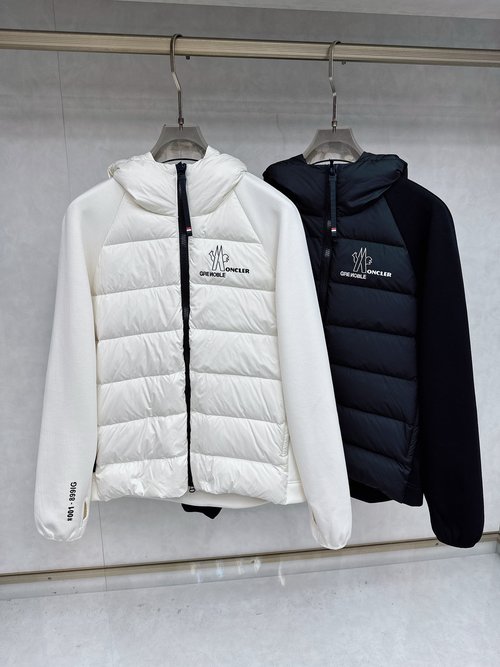 Moncler Logo-Embellished Hooded Patchwork Down Jacket