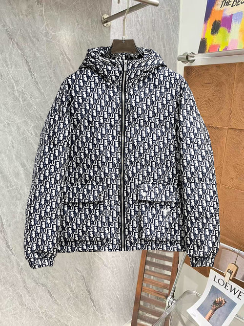 Dior Premium Down Jacket with Classic Logo, High Warmth