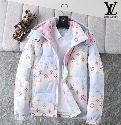 Louis Vuitton Premium 90% Down Jacket with Logo and Color Blocking