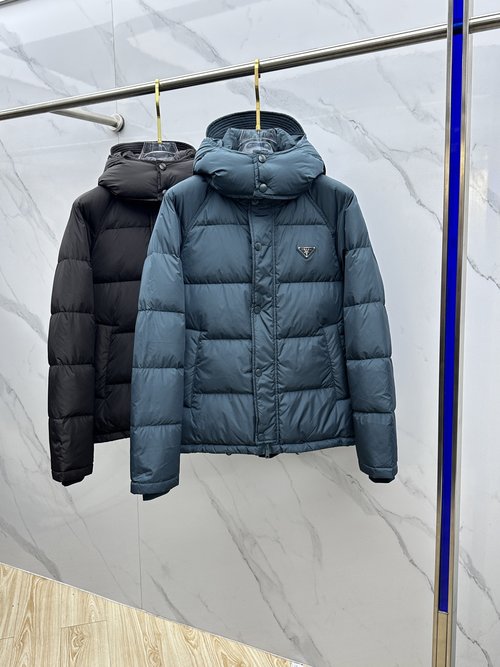 Prada Fashionable Down Jacket with Detachable Hood