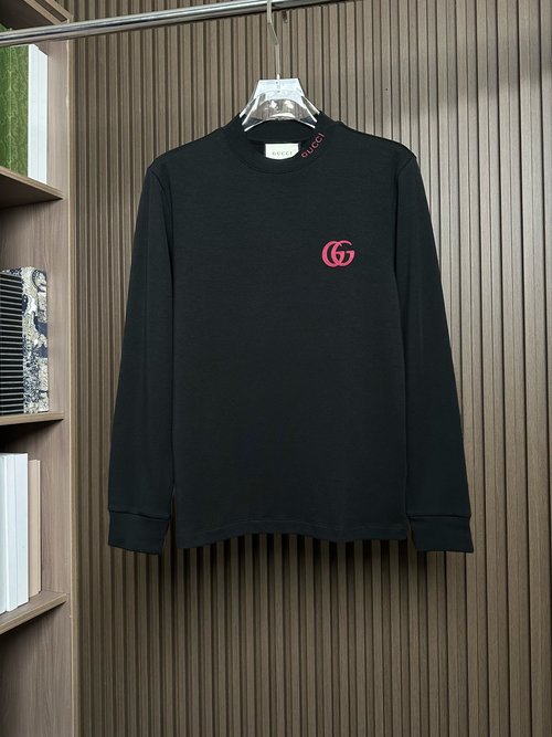 Gucci Black Embroidered Round Neck T-Shirt