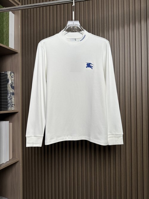 Burberry White Embroidered Round Neck T-Shirt