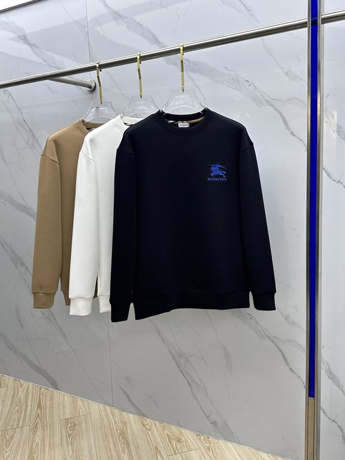 Burberry Embroidered Round Neck Pullover Sweatshirt, Easy Care