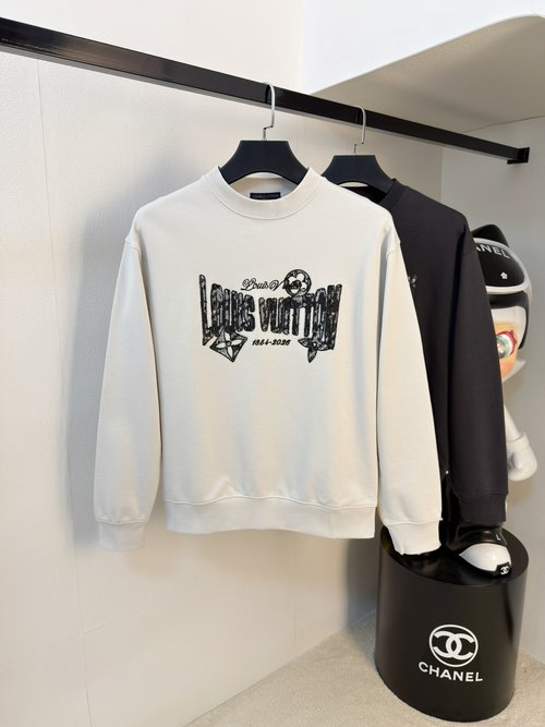 Louis Vuitton High-Quality Crew-Neck Sweatshirt with Embroidery