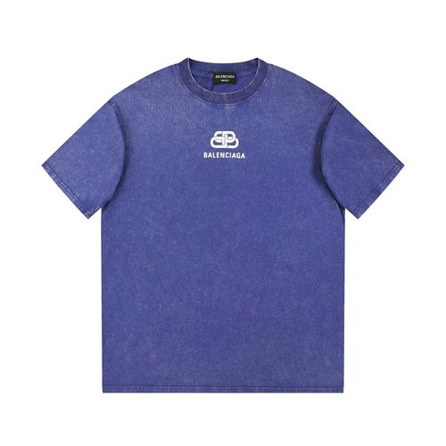 Balenciaga Letter Printed Short Sleeve with Vintage Wash