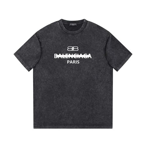 Balenciaga Letter Printed Short Sleeve with Vintage Wash