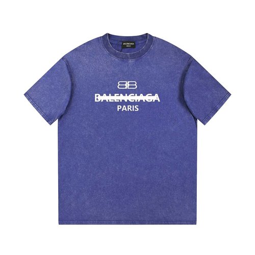 Balenciaga Letter Printed Short Sleeve with Vintage Wash