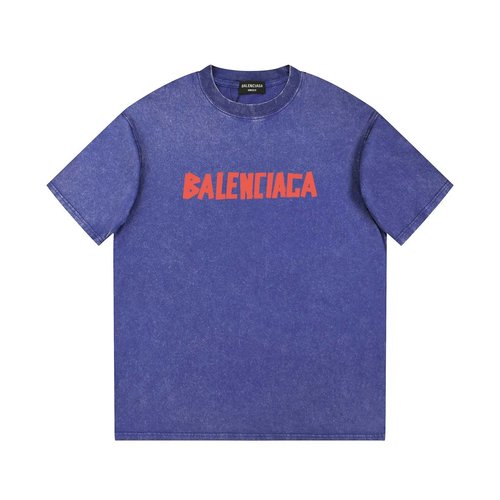Balenciaga Printed Short-Sleeve Tee with Vintage Finish