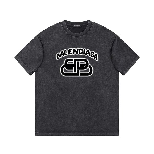 Balenciaga Double-yarn Cotton Letter Print Short Sleeve T-shirt