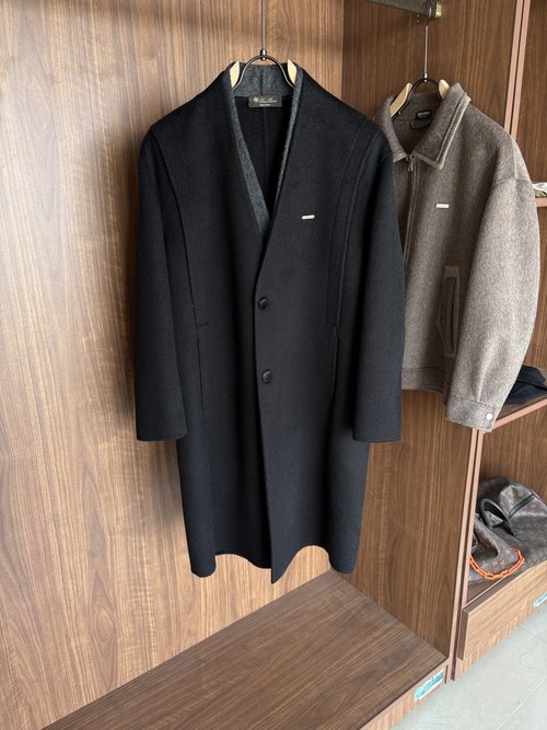 Loro Piana Classic Herringbone Wool and Cashmere Blend Coat
