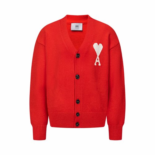 Ami Red Heart Jacquard Knit Cardigan