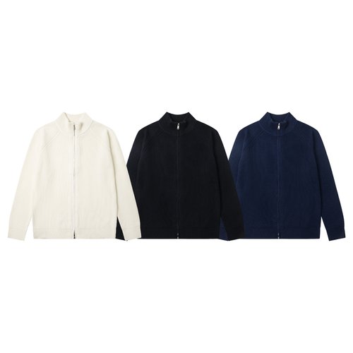 Maison Margiela Wool Swiss Tooth Zip Knit Cardigan