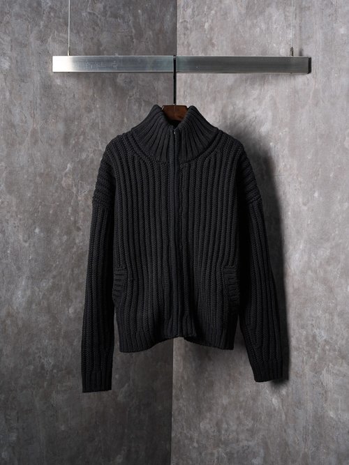 Dior Black Knit Zip Sweater with Embroidered Logo