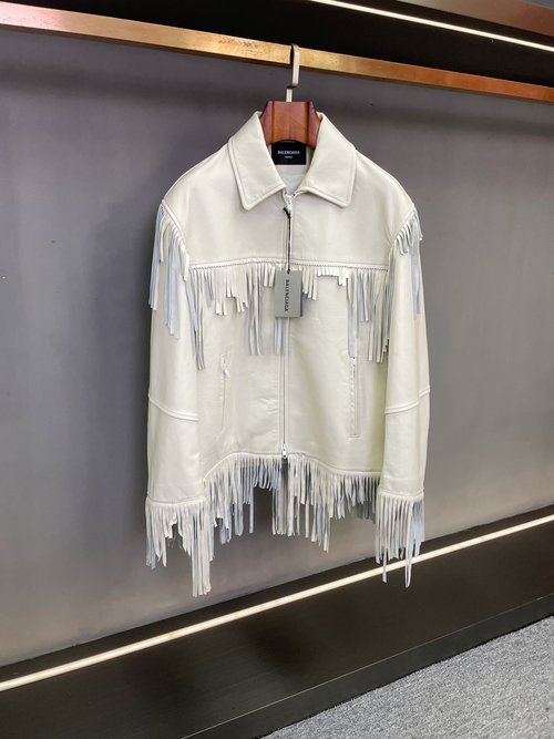Balenciaga Luxurious Sheepskin Jacket with Fringe Design
