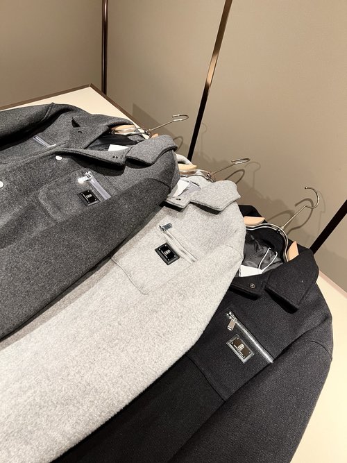 Loro Piana Woolen Jacket with Leather Logo and Windproof Design