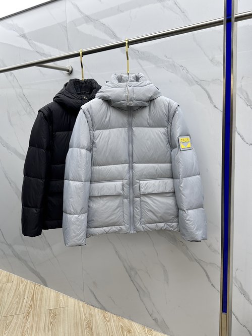Fendi Detachable Hood Down Jacket, High Quality