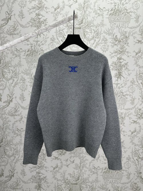 Celine Classic Triomphe Jacquard Round Neck Sweater