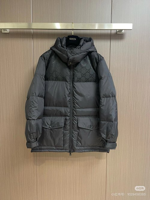 Gucci High-Density Nylon Down Coat with Classic GG Motif