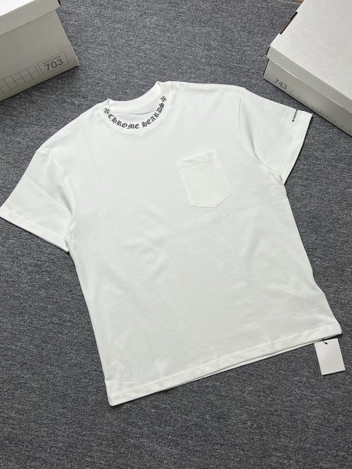 Chrome Hearts Black and White Short Sleeve T-Shirt, 280g Fabric