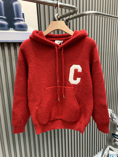 Celine C-Logo Embroidery Knitted Sweatshirt with High - end Fabric