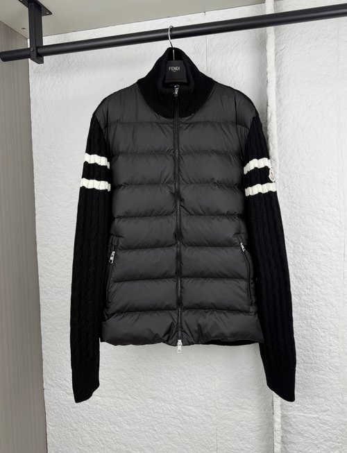 Moncler Padded Striped Wool Down Jacket
