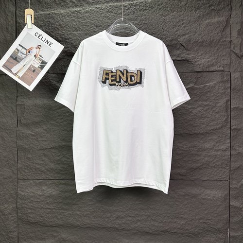 Fendi Embroidered Logo Couple Short Sleeve T-Shirt