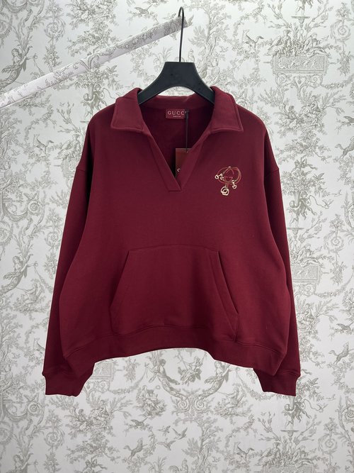 Gucci Red Embroidered Sweatshirt with Zodiac Design