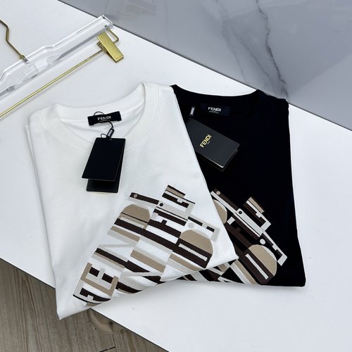 Fendi Short-Sleeve Shirt with Heavy-Duty Logo Embroidery