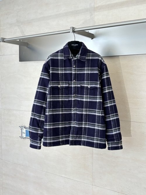 Chrome Hearts Contrast Plaid Flannel Shirt with Faux Fur Collar