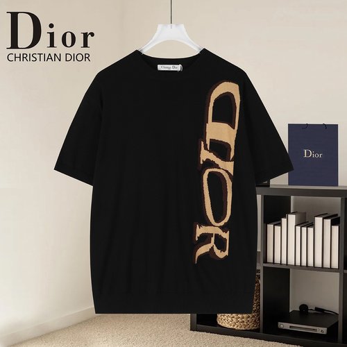 Dior White Jacquard Round-Neck Casual Sweater T-Shirt
