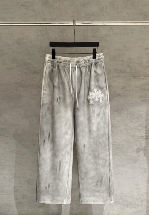 Chrome Hearts Two-Tone Relaxed-Fit Sweatpants with Hand-Painted Labels