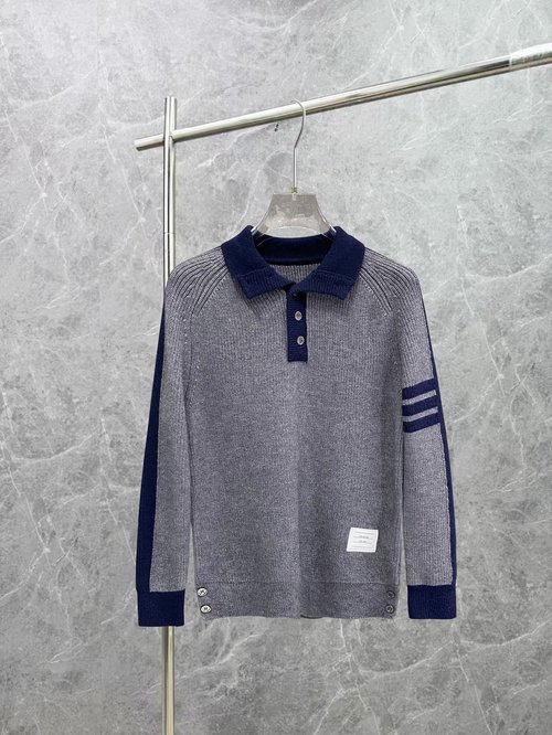 Thom Browne Fine Wool Knit Zippered Coat