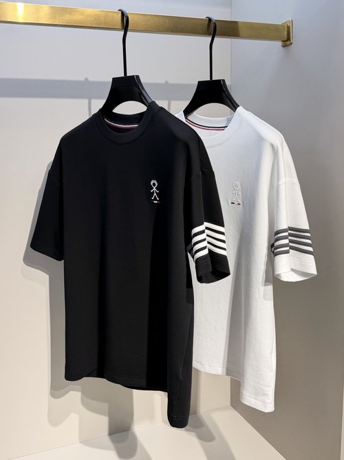 Thom Browne Crew Neck T-Shirt with 3D Embroidery