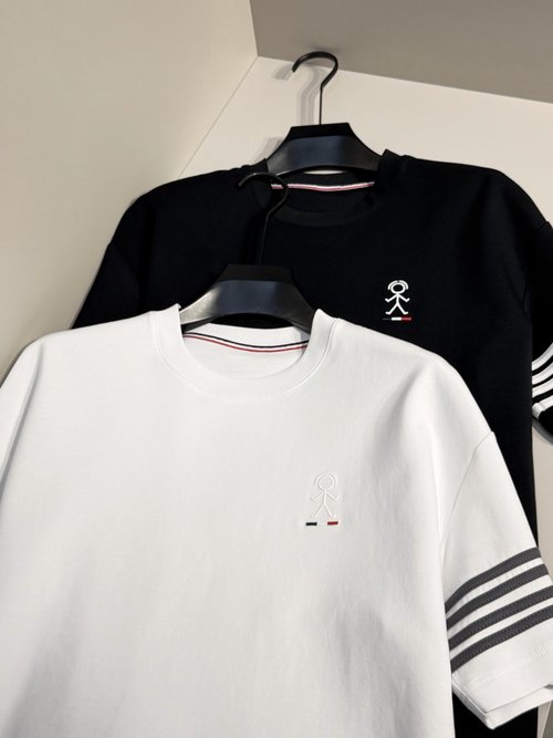 Thom Browne Crew Neck T-Shirt with 3D Embroidery