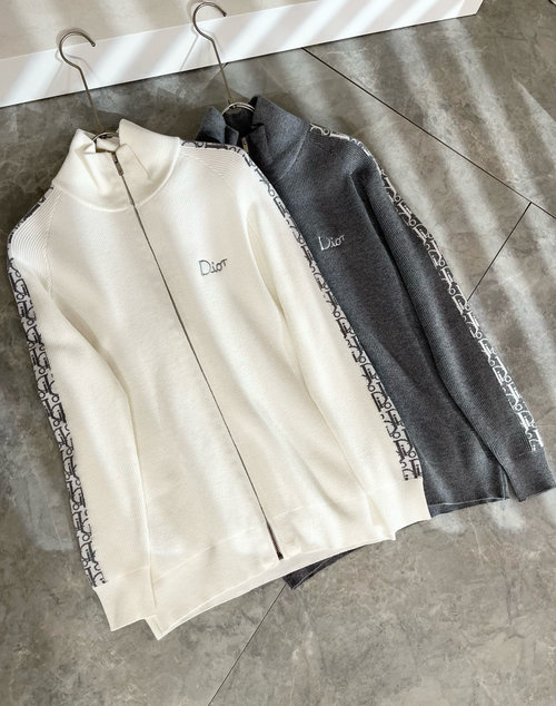 Dior Knitted Wool Cardigan with Embroidered Logo